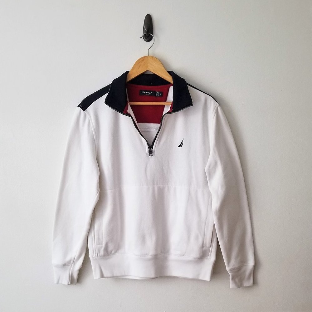 Nautica - White & Blue Quarter Zip